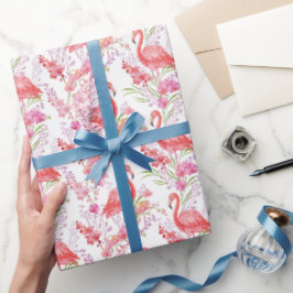 Rosa Flamingo in Blume Muster Party Packung Geschenkpapier