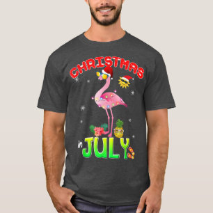 Rosa Flamingo in Santa-Hut Weihnachten im Juli Mäd T-Shirt