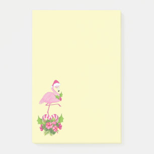 Rosa Flamingo in Santa-Mütze Whimsicalisches Weihn Post-it Klebezettel