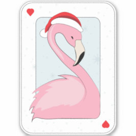 Rosa Flamingo in Weihnachtsmannmütze Aufkleber