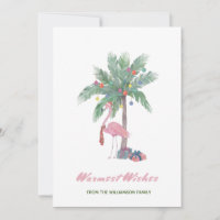 Rosa Flamingo in Weihnachtsmannmütze warme Wünsche
