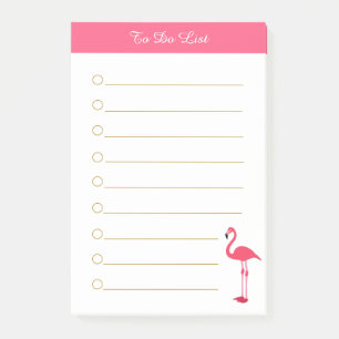 Rosa Flamingo & Kalligrafie auf weiß liniiert Post-it Klebezettel