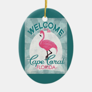 Rosa Flamingo Kap-korallenroter Floridas Retro Keramik Ornament