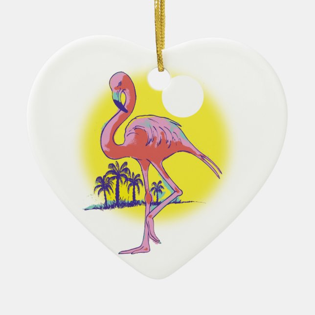 Rosa Flamingo Keramik Ornament (Vorne)