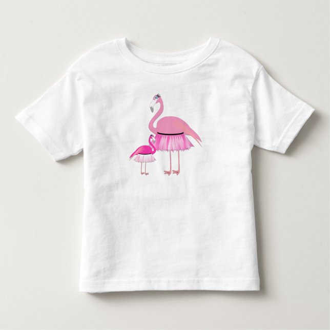 Rosa Flamingo Kleinkind Ruffle Kleid Kleinkind T-shirt (Vorderseite)
