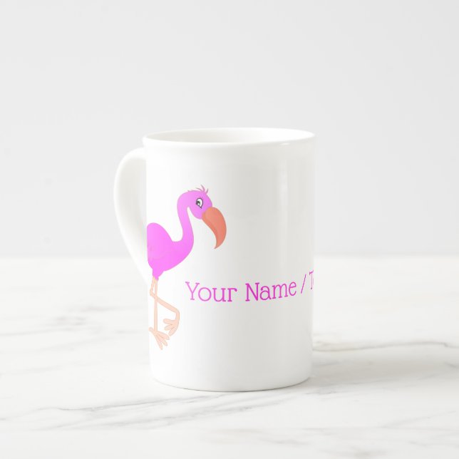 Rosa Flamingo-Knochen-China Tasse mit benutzerdefi (Vorderseite Links)