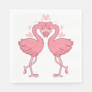 Rosa Flamingo-Liebe Tropische Strandhochzeit Serviette
