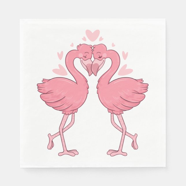Rosa Flamingo-Liebe Tropische Strandhochzeit Serviette (Vorderseite)