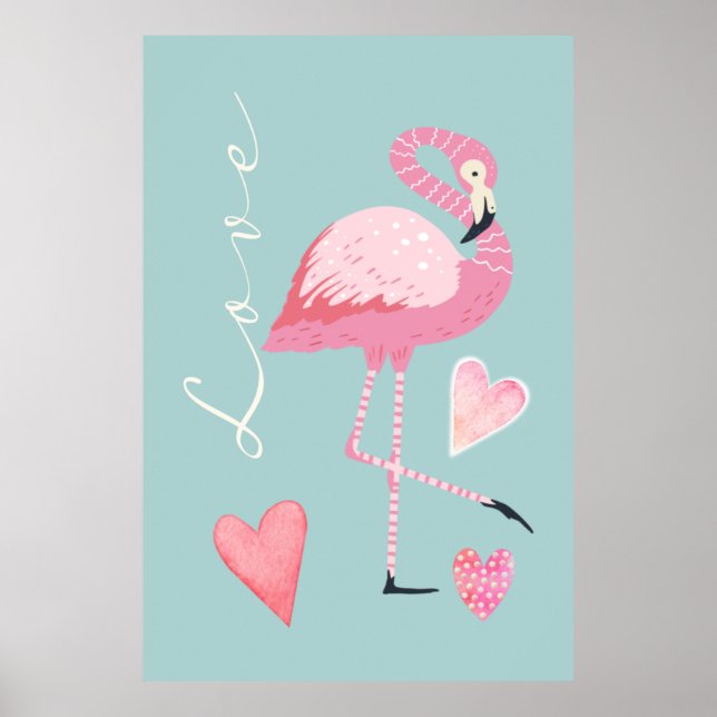 Rosa Flamingo-Liebesposter Poster (Vorne)