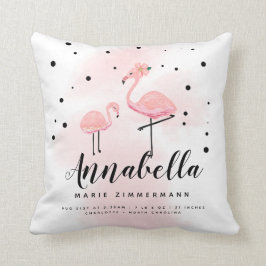 Rosa Flamingo-Mama-Tochter-personalisierte Geburt Kissen