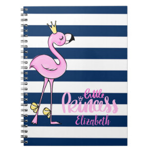 Rosa Flamingo, marineblaue Streifen, Kleine Prinze Notizblock
