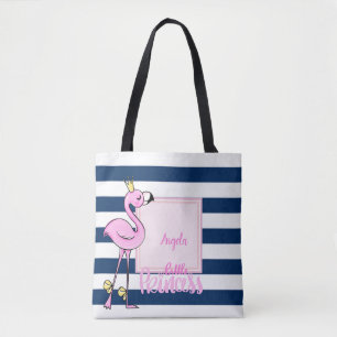 Rosa Flamingo,Marineblaue Streifen,Kleine Prinzess Tasche