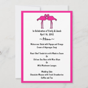 Rosa Flamingo-Menükarten Einladung