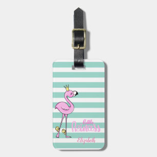 Rosa Flamingo,Minze Weiße Streifen,Kleine Prinzess Gepäckanhänger