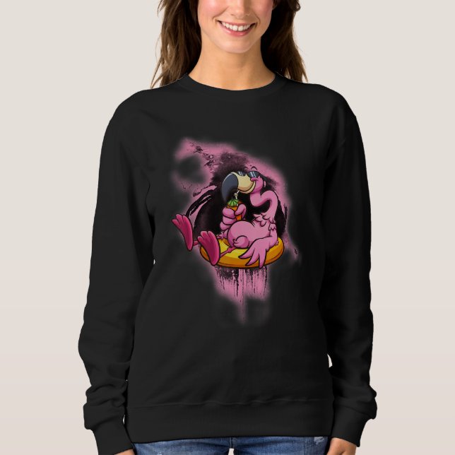 Rosa Flamingo mit Float Drink Bier Summer Vaca Sweatshirt (Vorderseite)