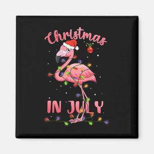 Rosa Flamingo mit Santa-Hut Christmas In July Mädc Magnet