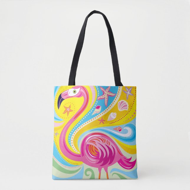 Rosa Flamingo mit Seestern Tasche (Vorderseite)