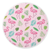 Rosa Flamingo mit tropischen Blätter Personalisier