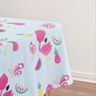 Rosa Flamingo mit tropischen Früchten Muster Tischdecke