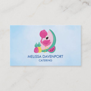 Rosa Flamingo mit Wassermelone & Ananas Visitenkarte