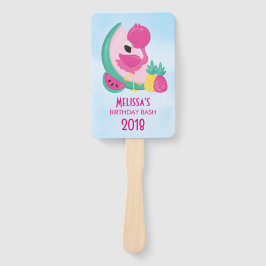 Rosa Flamingo mit Watermelon und Ananas Fächer