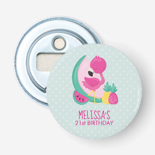 Rosa Flamingo mit Watermelon und Ananas Flaschenöffner