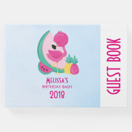 Rosa Flamingo mit Watermelon und Ananas Gästebuch