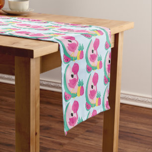 Rosa Flamingo mit Watermelon und Ananas Kurzer Tischläufer