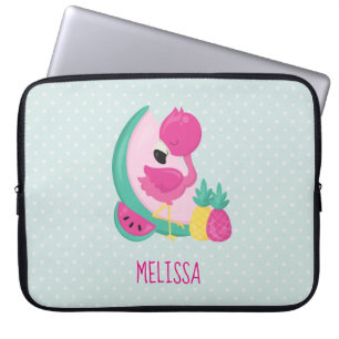 Rosa Flamingo mit Watermelon und Ananas Laptopschutzhülle