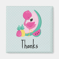 Rosa Flamingo mit Watermelon und Ananas