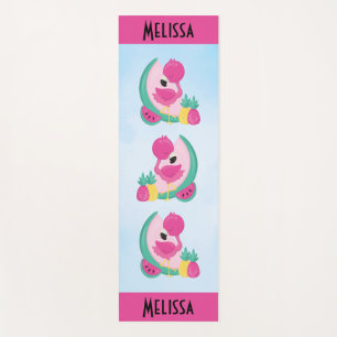 Rosa Flamingo mit Watermelon und Ananas Yogamatte