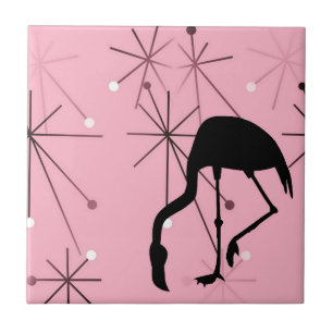 Rosa Flamingo Mitte des Jahrhunderts Modern Sterne Fliese