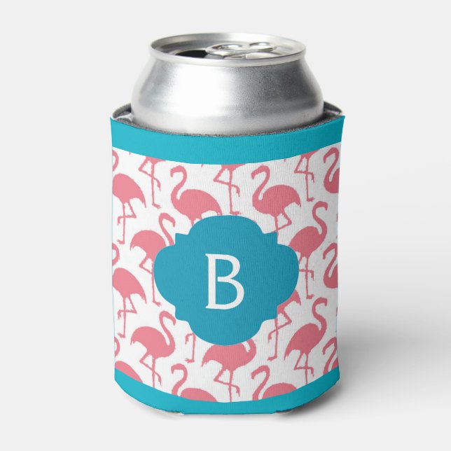 Rosa Flamingo Monogram Can Dosenkühler (Kanne Vorderseite)