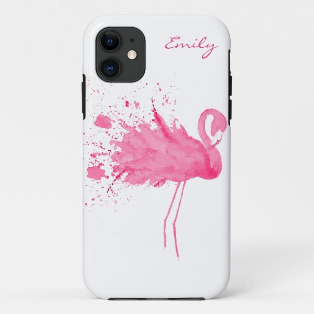 Rosa Flamingo Monogram Case-Mate iPhone Hülle (Rückseite)