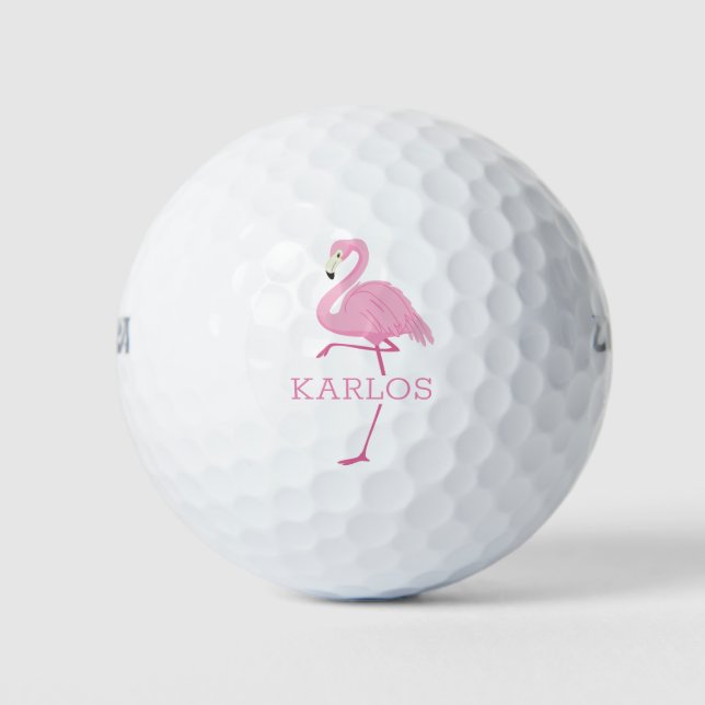 Rosa Flamingo Monogramm Golfball (Vorderseite)