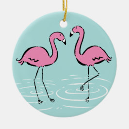 Rosa Flamingo-Monogramm Keramikornament