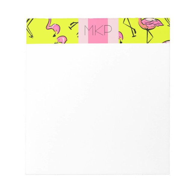 Rosa Flamingo-Monogramm-Notizblock Notizblock (Vorderseite)