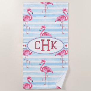 Rosa Flamingo Monogramm Strandtuch