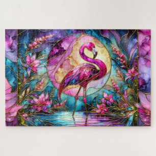 Rosa-Flamingo-Mosaik aus Buntglas