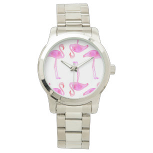 Rosa Flamingo-Muster Armbanduhr