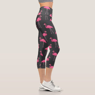 Rosa Flamingo-Muster Capri Leggings