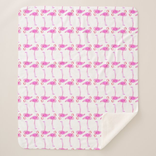 Rosa Flamingo-Muster Sherpadecke (Vorderseite)