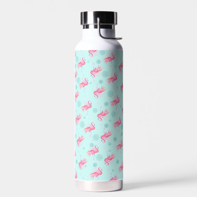 Rosa Flamingo Muster Türkis Trinkflasche (Links)