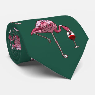 Rosa Flamingo Muster Wein Drinker Grüne Neuheit Krawatte
