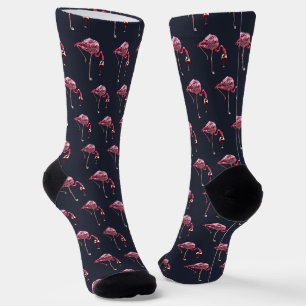 Rosa Flamingo-Muster-Weintrinker Lustige Neuheit Socken