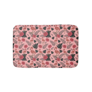Rosa Flamingo nahtlose Muster Blume und Blätter Badematte