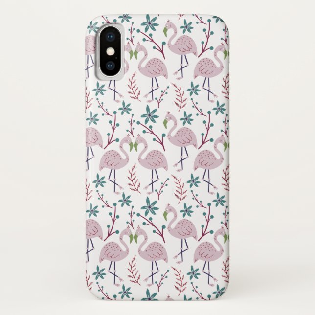 Rosa Flamingo nahtloses Muster auf weißem Hintergr Case-Mate iPhone Hülle (Rückseite)