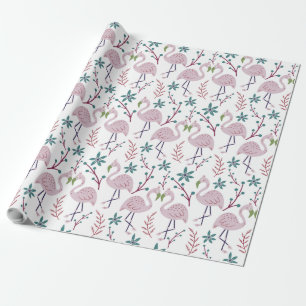 Rosa Flamingo nahtloses Muster auf weißem Hintergr Geschenkpapier