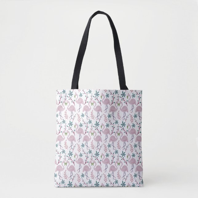 Rosa Flamingo nahtloses Muster auf weißem Hintergr Tasche (Vorderseite)