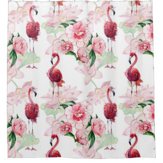 Rosa Flamingo: Nahtloses Muster Elegance Duschvorhang